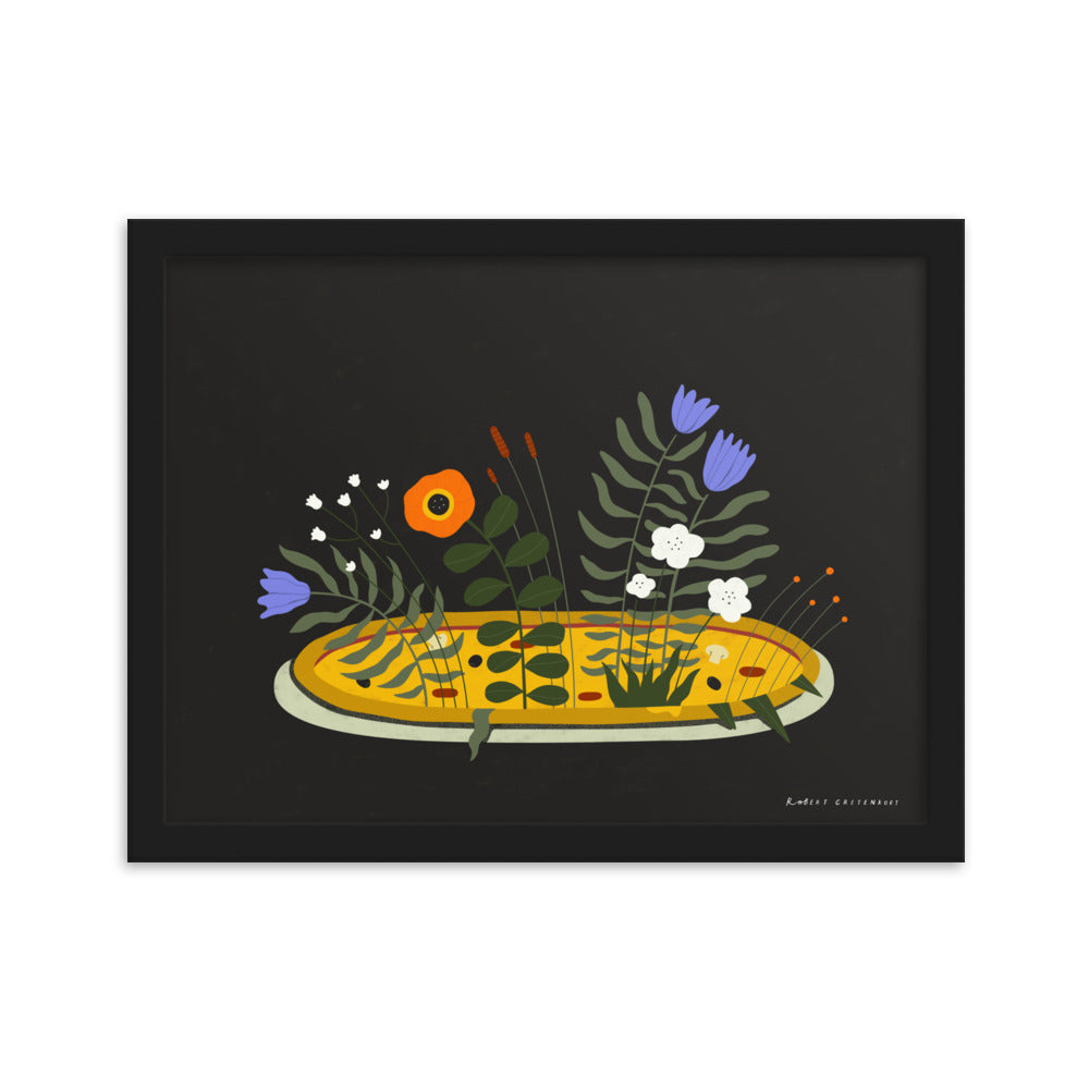 Framed Pizza fiori Print