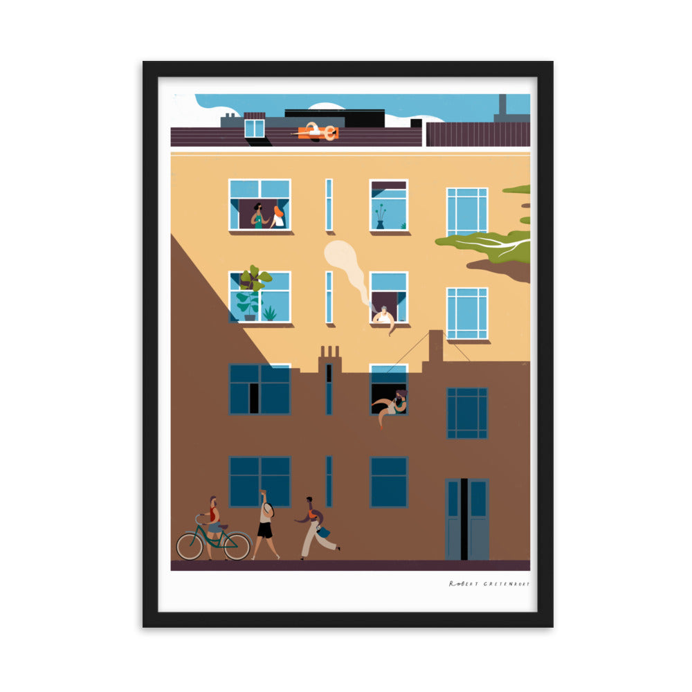 Hinterhof Sommer Framed matte paper Print