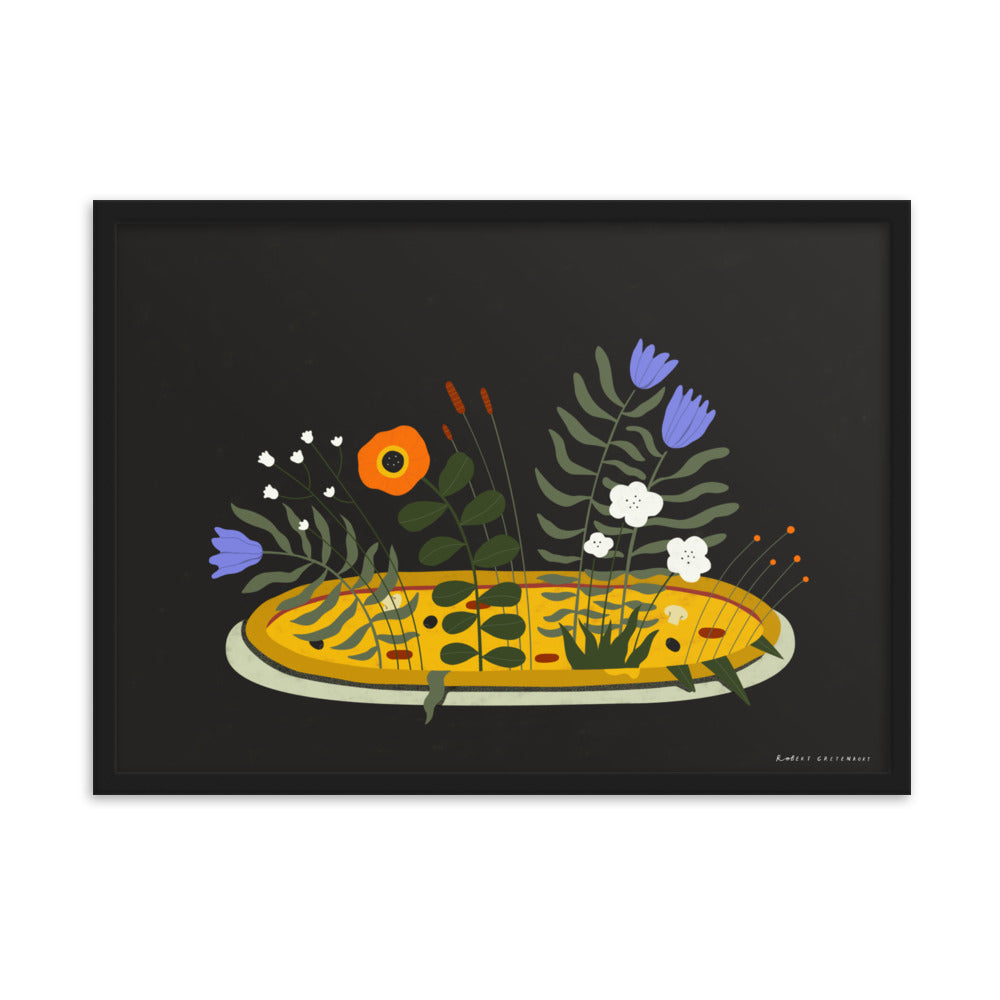 Framed Pizza fiori Print