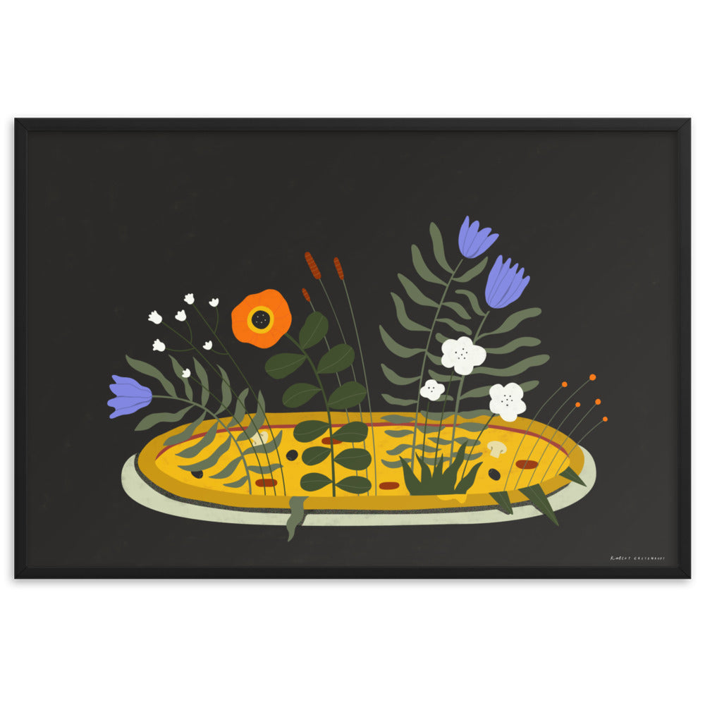 Framed Pizza fiori Print