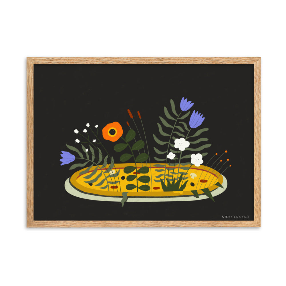 Framed Pizza fiori Print