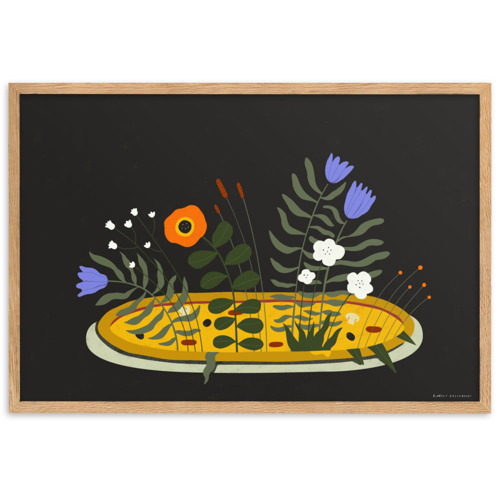 Framed Pizza fiori Print
