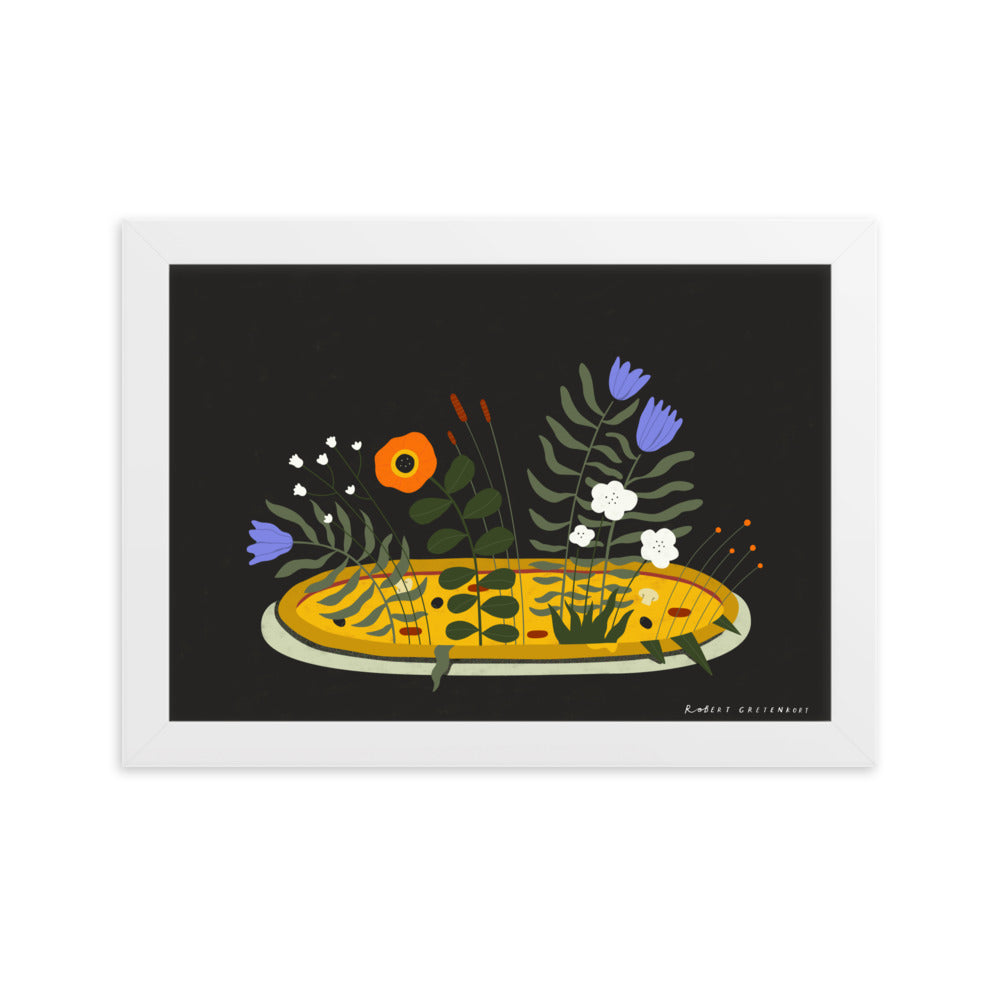 Framed Pizza fiori Print