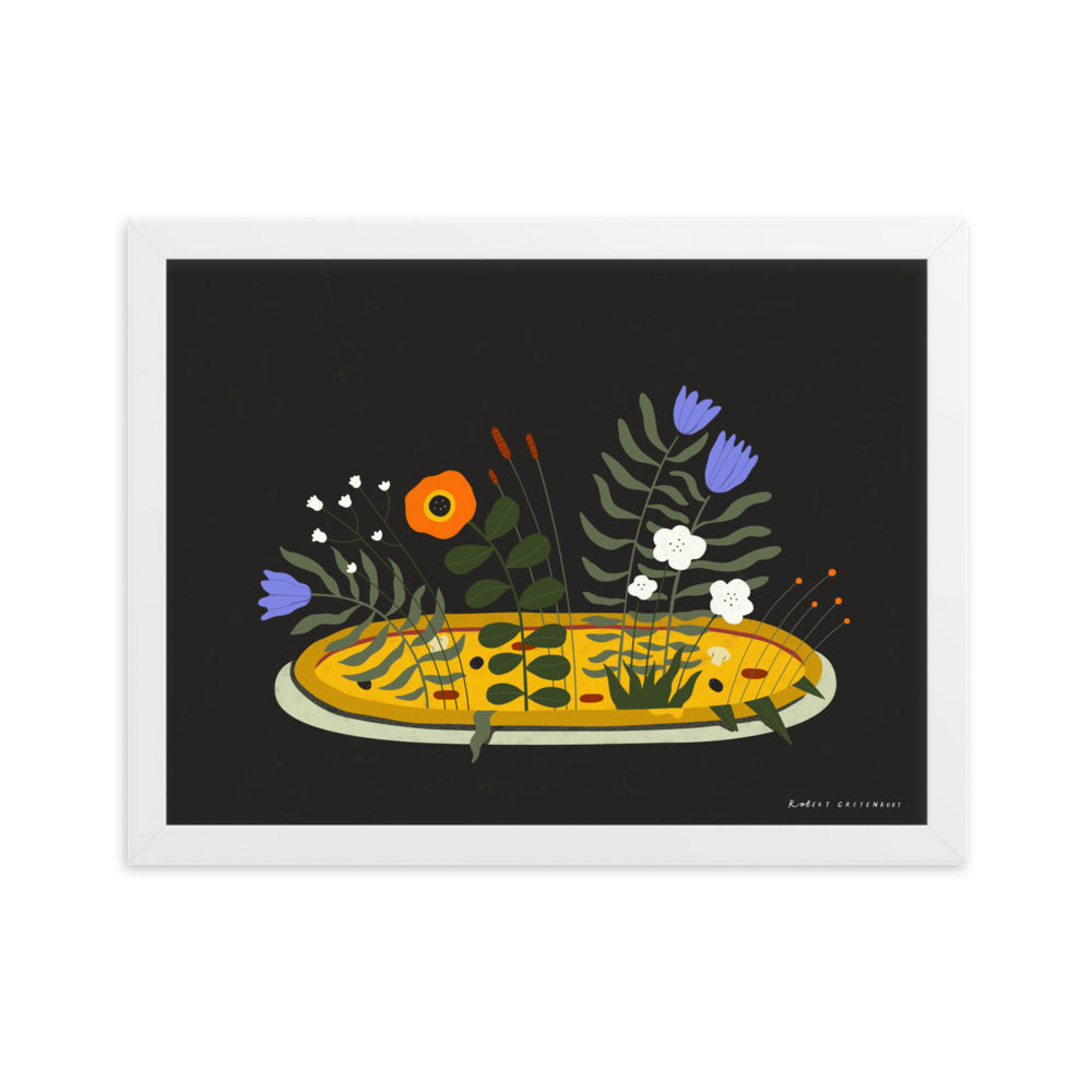 Framed Pizza fiori Print