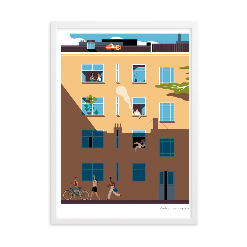 Hinterhof Sommer Framed matte paper Print