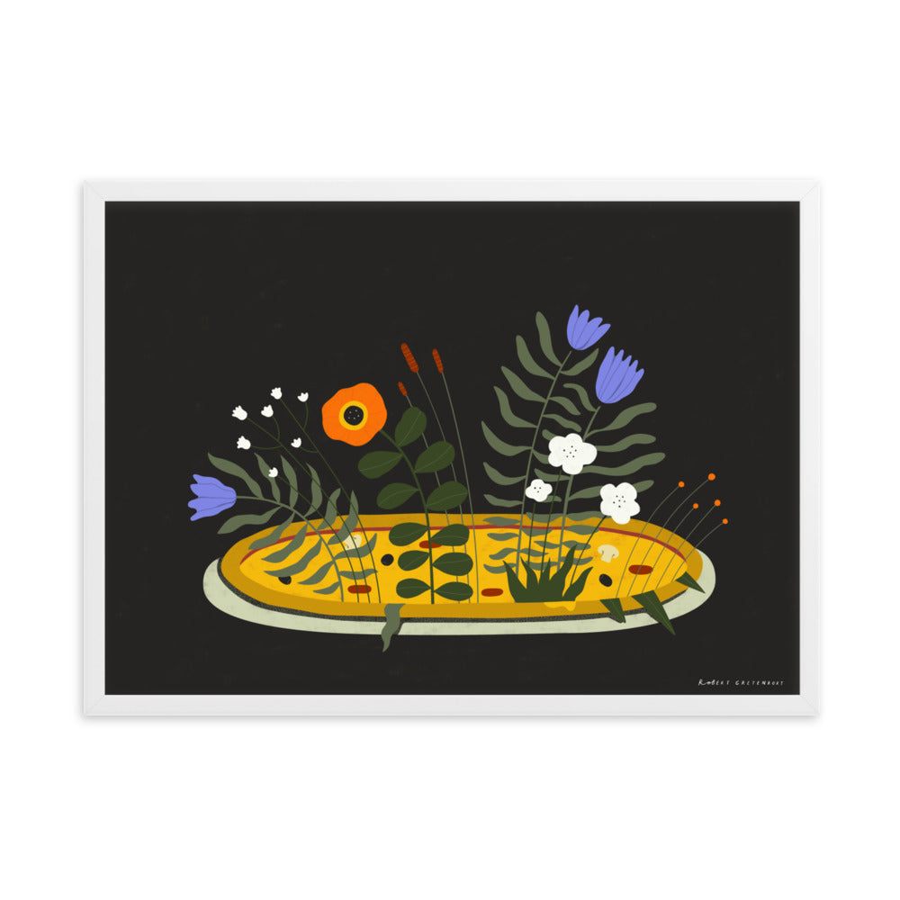 Framed Pizza fiori Print