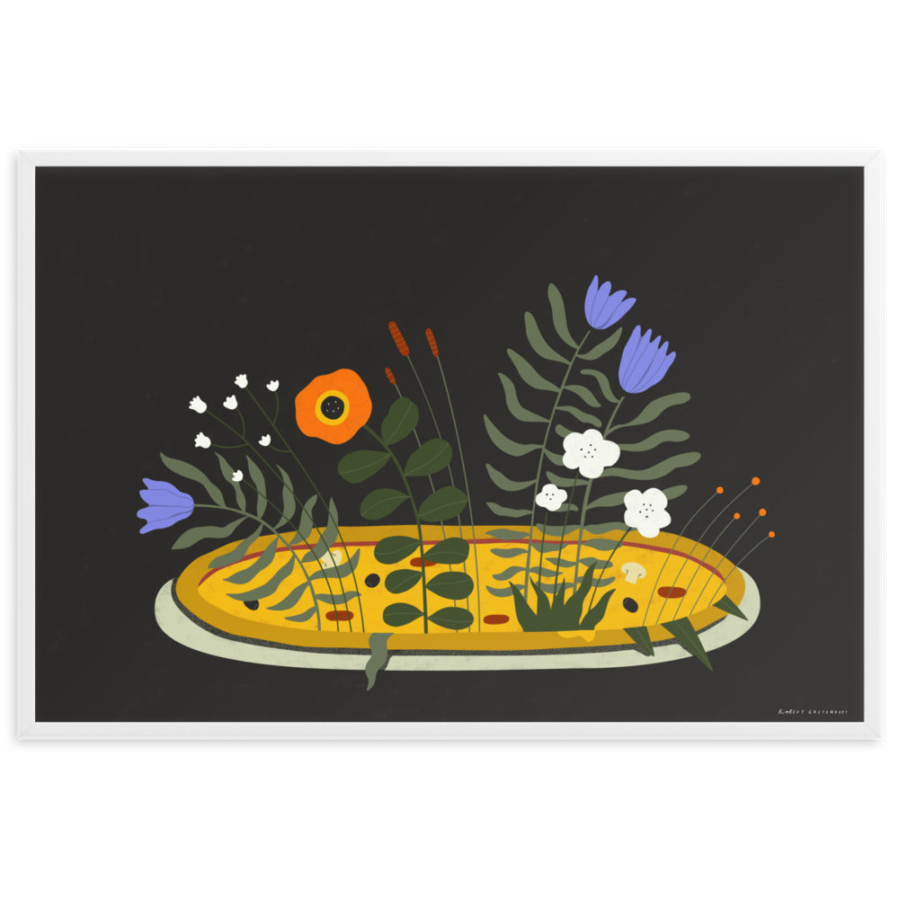 Framed Pizza fiori Print
